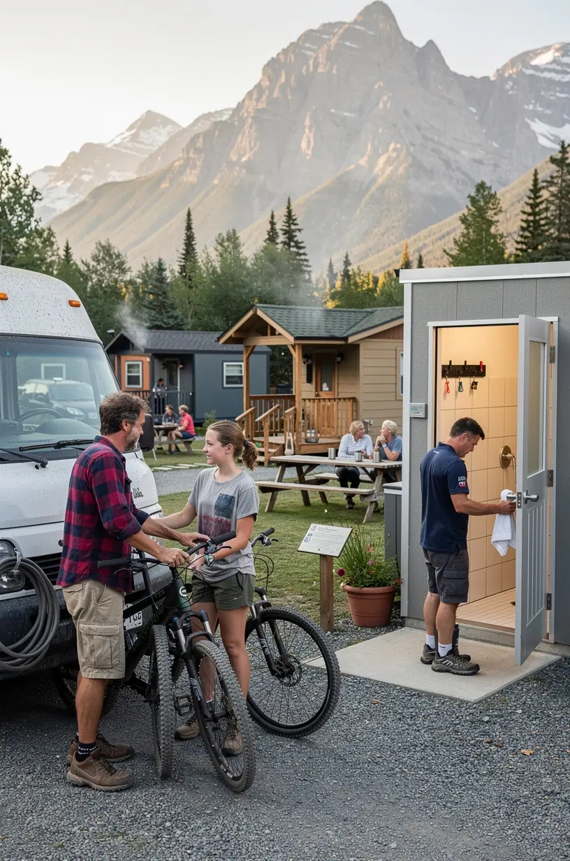 Местный фуд-трак с разнообразием блюд и свежими продуктами на территории микро-курорта.